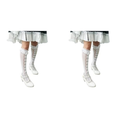 PALAY® Lace Topped Calf-Length Socks for Girls Lolita Fashion Kawaii Bow Summer Breathable Trim Stockings for Jane Shoes Dress Uniform 2 PCS PALAY® Lace Topped Calf-Length Socks for Girls Lolita Fashion Kawaii Bow Summer Breathable Trim Stockings for Jane Shoes Dress Uniform 2 PCS